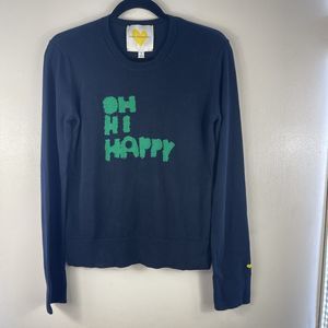 Kerri Rosenthal Oh Hi Happy Indigo Blue Cotton Knit Liz Sweater